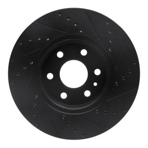 Chevrolet Colorado Brake Rotor (1) - Front Left - R1 Concepts - Drilled & Slotted - Black - `15-`20